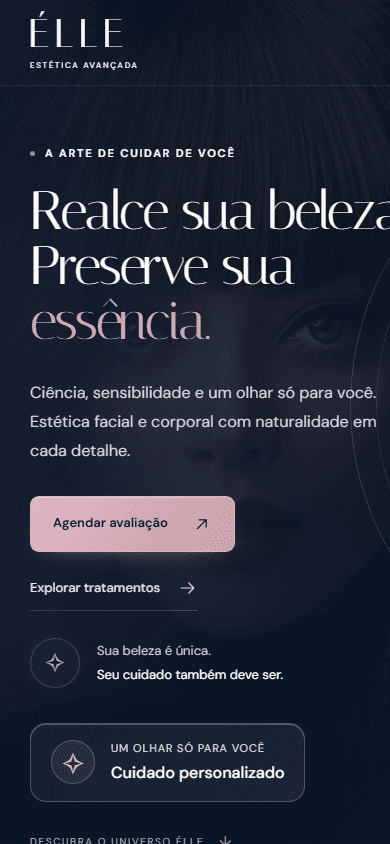 Página inicial responsiva do website ÉLLE em dispositivo móvel