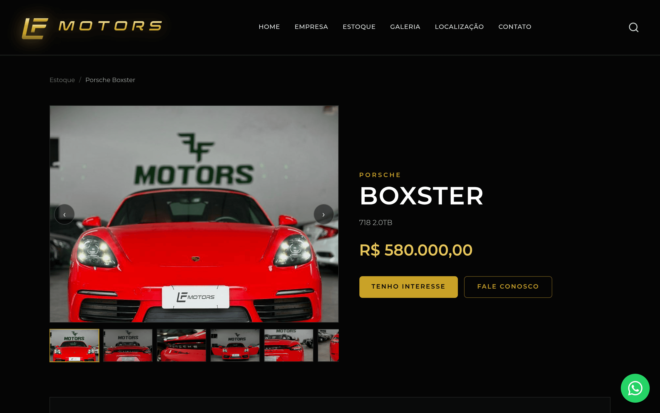 Página de veículo da LF Motors